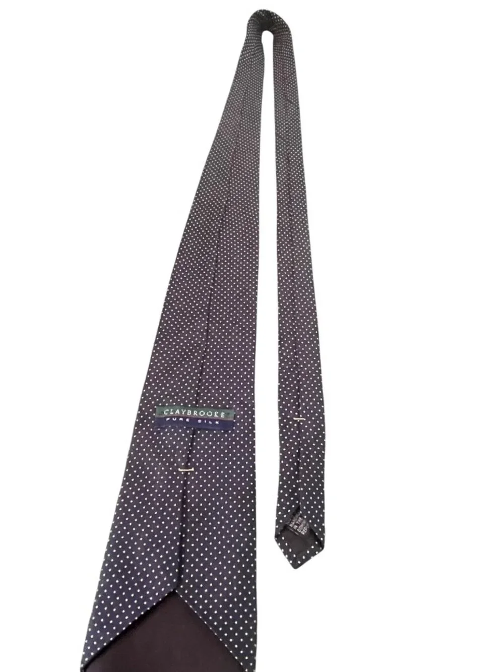 Claybrooke Navy Blue Polka Dot 100% Silk Handmade Mens Tie